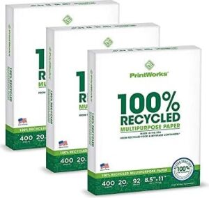 Printworks Yüzde 100 Geri Dönüşümlü Çok Amaçlı Kağıt, 9,1 Kg, 92 Parlak, 8,5 x 11 Inç, 3 Paket 400 Yaprak, Toplam 1200 Yaprak (00018-3), Beyaz