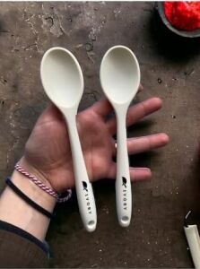 Sert Uçlu Isıya Dayanıklı Silikon Kısa Derin Kaşık, 20 Cm, Bej, 2 Adet