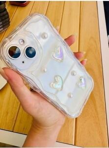 Iphone 13 ve 14 ile Uyumlu 3D Oyuncaklı Inci Tasarımlı Esnek Silikon Kılıf