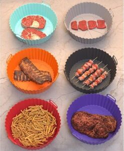 Airfryer Silikon Pişirme Kabı 20X5 cm Bpa Içermez Airfryer Pişirme Kağıdı, Yapışmaz Kolay Temizlenir, Silikon Pişirme Kalıbı (Turuncu)