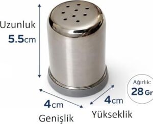 Çelik Tuzluk & Biberlik – Delikli Kapak Tasarımı, Paslanmaz Çelik Gövde, Tuz ve Karabiber Serpici, Mutfak ve Sofra Kullanımı (1)