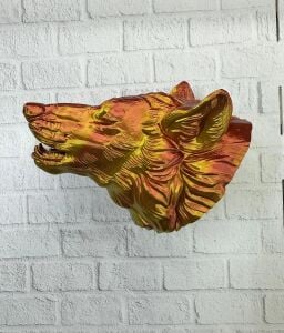 Gold Kurt Duvar Aksesuarı Asılabilir 3D Dekoratif Heykel 25X19 cm