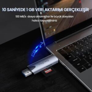 Type-C ve USB 3.0 Sd-Microsd Tf Kart Okuyucu