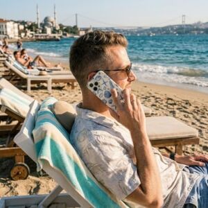iPhone 15 Için Marine Cover Desenli Silikon Kılıf | Yüksek Kalite Uv Baskı & Içi Kadife Lansman Kapak Beyaz