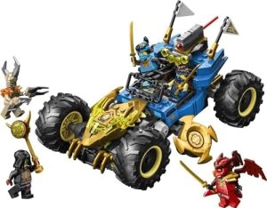 Jay'in Dönüşen Arabası 71856-8 Yaş ve Üzeri Çocuklar Için Jay, Nya, Kai, Kötü Toprak Canavarı ve Sadık Lider Minifigürleri Içeren Yaratıcı Oyuncak Yapım Seti, Hediye Fikri (387 Parça)