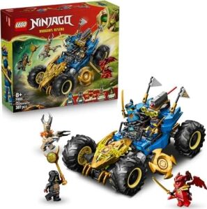 Jay'in Dönüşen Arabası 71856-8 Yaş ve Üzeri Çocuklar Için Jay, Nya, Kai, Kötü Toprak Canavarı ve Sadık Lider Minifigürleri Içeren Yaratıcı Oyuncak Yapım Seti, Hediye Fikri (387 Parça)