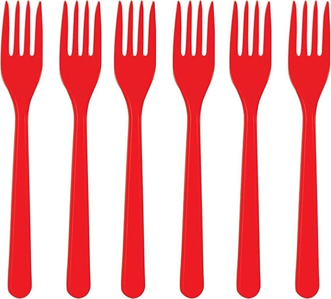 Plastik Kırmızı Çatal 25'li