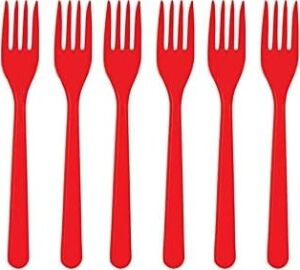 Plastik Kırmızı Çatal 25'li