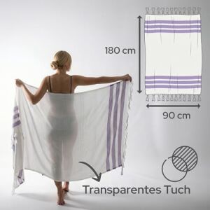 Lila 2'li - 90 x 180 cm - Ince & Transparan - Kadınlar Için Ipeksi Yumuşak Peştamal - Bambu & Pamuk Karışımı - Dokuma Şeritleri Solmaz ve Uzun Ömürlü - Dekoratif Hediyelik Peştamal