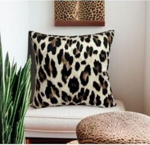 Leopar Desen Çift Taraflı Dijital Baskılı Dekoratif Kırlent Kılıfı 45X45