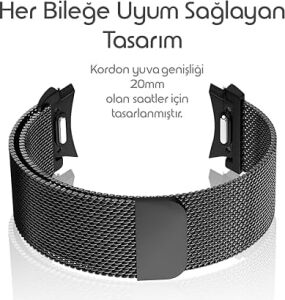 One Click 20MM Metal Hasır Kordon  ile Uyumlu Galaxy Watch Fe/7/6/5/4 Serisi Için Manyetik Tasarım Kayış (40MM/44MM) Watch 6/4 Classic (47/43/42MM) ve Watch 5 Pro 45MM Uyumlu