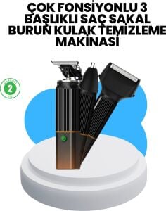 3’ü 1 Arada Erkek Bakım Makinesi – Paslanmaz Çelik Başlıklı Şarjlı Tıraş Seti