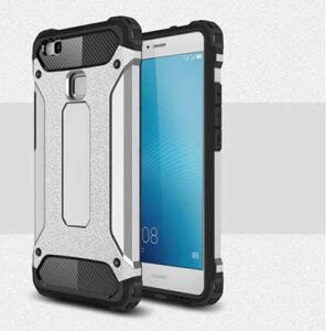 P9 Lite Mini ile Uyumlu Çift Katman Koruyucu Crash Military Tank Kılıf - Gri