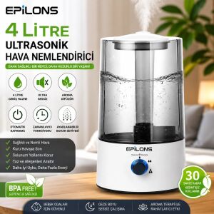 Rbh-04 Ultrasonik Hava Nemlendirici 4 Litre Buhar Makinesi Aroma Difüzörü - Otomatik Kapanma