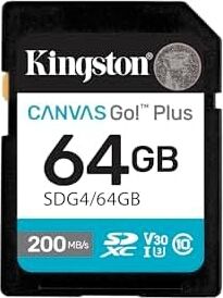 64GB Canvas Go Plus Sd Card | Up To 200MB/S | 10, Uhs-I, U3, V30 | SDG4/64GB