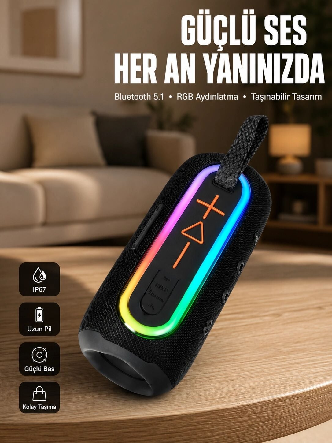 Uzun Pil Ömürlü Bluetooth 5.1 Hoparlör Yeni Nesil