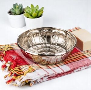 Alisveristime Sac Metal Dekoratif Banyo Kasesi (Gümüş Rengi)