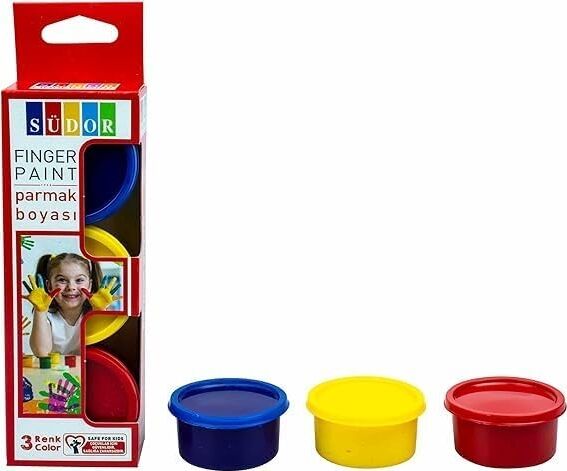 Sudor Parmak Boyası, 3 Renk Set, Kırmızı-Sarı-Mavi, Çocuklar Için