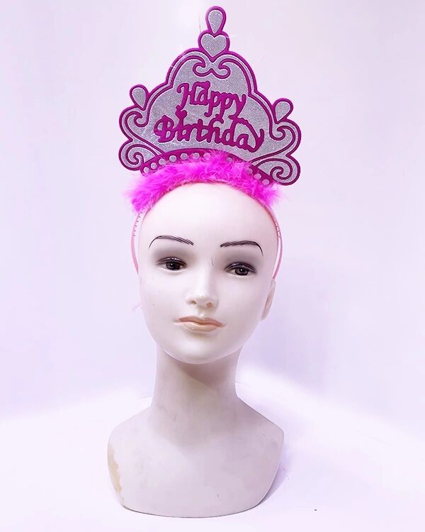 Happy Birthday Neon Pembe Renk Doğum Günü Tacı 24X15 cm
