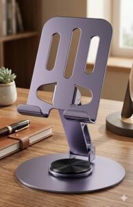 Telefon Standı Metal Alaşımlı 360 Derece Tam Tur Dönebilen Çift Noktadan Katlama Ayarlı Çok Fonksiyonlu Tablet ve Telefon Standı Lila Açık Mor