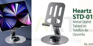 Telefon Standı Metal Alaşımlı 360 Derece Tam Tur Dönebilen Çift Noktadan Katlama Ayarlı Çok Fonksiyonlu Tablet ve Telefon Standı Lila Açık Mor