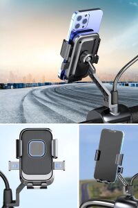 Motor,motosiklet,bisiklet ,scooter Için 360 Derece Dönebilen Dikiz Aynası Versiyonu Telefon Tutucu Aparat