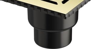 V-Flow Kare 5608278 Duş Kanalı Alttan Çıkışlı 100 Kapak Parlak Altın