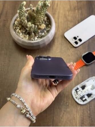 Süper Ince Mat Ultra Thin Silikon Kılıf Mor iPhone 14 Pro Max ile Uyumlu