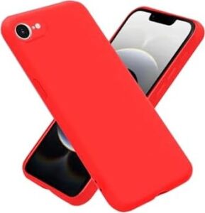 & Aksesuar iPhone 16E / 17E ile Uyumlu Içi Kadife Kamera Korumalı Lansman Silikon Kılıf Ince Yapılı Tam Koruma Sağlayan Kamera Korumalı Kılıf (Kırmızı)