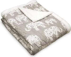 Lush Decor Fil Geçit Töreni Bulanık Tersinir Sherpa Battaniye, 152 cm x 127 Cm, Gri ve Beyaz