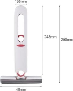 Sıkmalı Mini Mop, Beyaz ve Kırmızı, Kompakt Temizlik Aparatı, Cam Fayans Tezgah Banyo Için, Tek Elle Kullanım, Ergonomik Tasarım