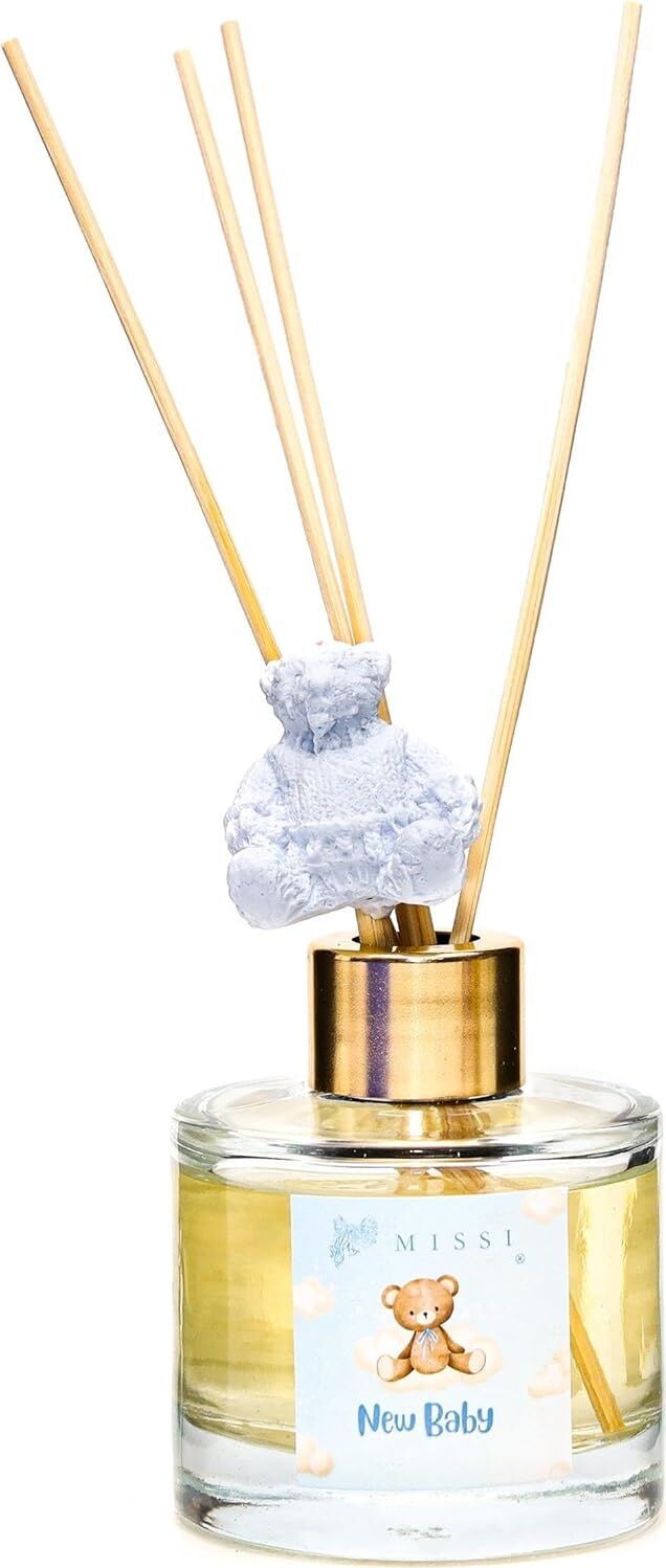100 ml Mavi Ayıcık Seramik Taş Bambu Çubuklu New Baby Oda Kokusu