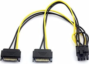 4327 2x Sata To 8 Pin (6+2) Pci-E Express Güç Molex Power Kablosu Çevirici Dönüştürücü