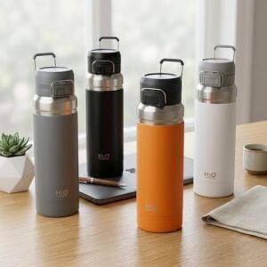 Paslanmaz Çelik Termos Matara - 1000 ml (1 Litre) Kapasiteli, Renk Seçenekli Isı Yalıtımlı Çelik Suluk (Siyah)
