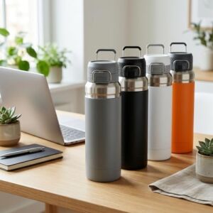 Paslanmaz Çelik Termos Matara - 1000 ml (1 Litre) Kapasiteli, Renk Seçenekli Isı Yalıtımlı Çelik Suluk (Siyah)