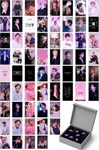 Print Dore Bts Duvar Poster Seti - Kolaj Set - 60 Adet - Pembe Bts Poster Seti - 10CM*15CM - Kalın Kuşe Kağıt
