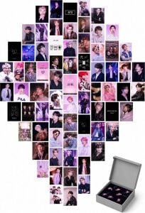 Print Dore Bts Duvar Poster Seti - Kolaj Set - 60 Adet - Pembe Bts Poster Seti - 10CM*15CM - Kalın Kuşe Kağıt