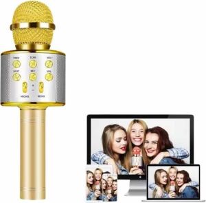 Karaoke Mikrofon Bluetooth Bağlantılı Aux Girişli Uzun Pil Ömrü Yüksek Ses Kaliteli