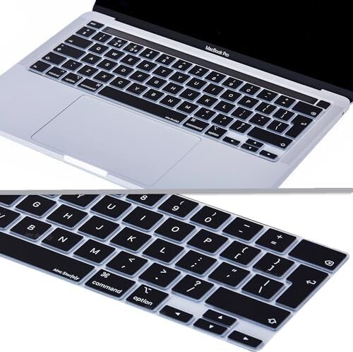 MacBook Pro Avrupa Ingilizce Klavye Koruyucu Uk Iso Ters L Enter A2338 M1 M2 A2251 A2289 A2141 Uyumlu Silikon Keyboard Cover Touch Bar Siyah