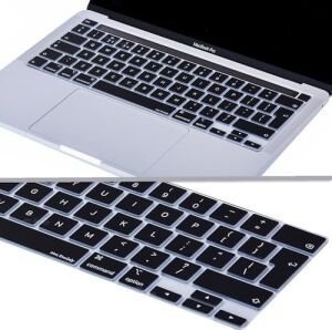 MacBook Pro Avrupa Ingilizce Klavye Koruyucu Uk Iso Ters L Enter A2338 M1 M2 A2251 A2289 A2141 Uyumlu Silikon Keyboard Cover Touch Bar Siyah