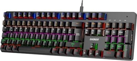 Kb-Mekanik 1 Lumos USB Rainbow Aydınlatmalı Full Anti-Ghosting Mekanik Gaming Oyuncu Klavye (Siyah (Blue Switch))