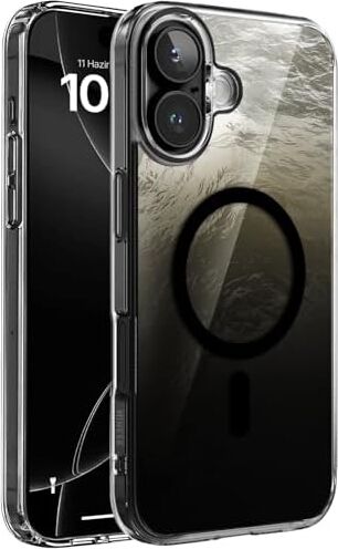 iPhone 16 Plus Için Shinemag Serisi Magsafe ile Uyumlu Göz Alıcı ve Şık Metalize Arka Tasarım Yüksek Kalite Materyal Premium Hybrid Kılıf Kapak (Siyah, 16 Plus)