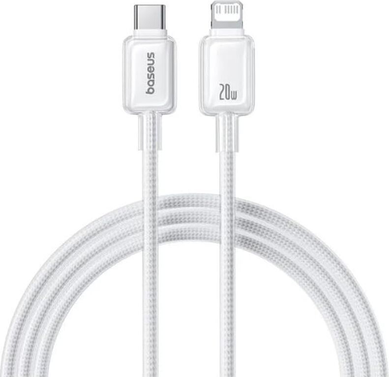 Crystal Hızlı Şarj C+Lightning 20W 1m Data Kablo - Beyaz
