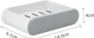 Yapışkanlı Banyo Mutfak Sabunluk Süngerlik Seti, Beyaz, 2'li Set, Duvara Monte, 14.5x9.7x4 cm