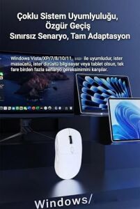 Kablosuz Gaming Mouse 12800 Dpı 3 Modlu Bluetooth 2.4g USB Kablolu 1000Hz Raporlama Hızı 67G Ultra Hafif 6 Tuş 300MAH Şarjlı Ofis Oyuncu Mouse |  NJ07 (Beyaz - NJ07)
