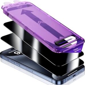 iPhone 16/16 Pro /16 Plus / 16 Pro Max Hayalet Aparatlı Ekran Koruyucu Otomatik Kurulumlu Toz Engelleyici Baloncuk Bırakmaz Hayalet Ekran Koruyucu Camdır (Iphone 16 Pro Max Hayalet Ekran)