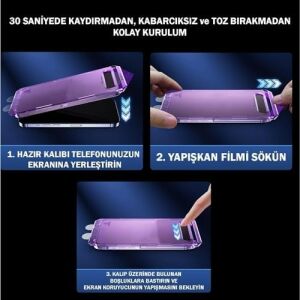 iPhone 16/16 Pro /16 Plus / 16 Pro Max Hayalet Aparatlı Ekran Koruyucu Otomatik Kurulumlu Toz Engelleyici Baloncuk Bırakmaz Hayalet Ekran Koruyucu Camdır (Iphone 16 Pro Max Hayalet Ekran)