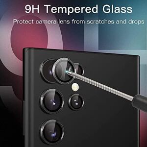 Galaxy S23 Ultra Ile Uyumlu Lens Koruyucu Kolay Tak Çıkar Ergonomik Ince Tasarım Kırılma ve Çizilme Önleyici Cmconan Kamera Koruyucu Siyah