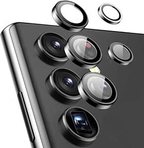 Galaxy S23 Ultra Ile Uyumlu Lens Koruyucu Kolay Tak Çıkar Ergonomik Ince Tasarım Kırılma ve Çizilme Önleyici Cmconan Kamera Koruyucu Siyah