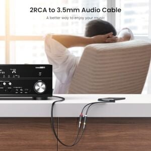 3.5mm Erkek - 2 Rca Dişi Jaklı Ses Kablosu Y Adaptörü Altın Kaplama Kulaklık Kablosu, 25CM, 10547
